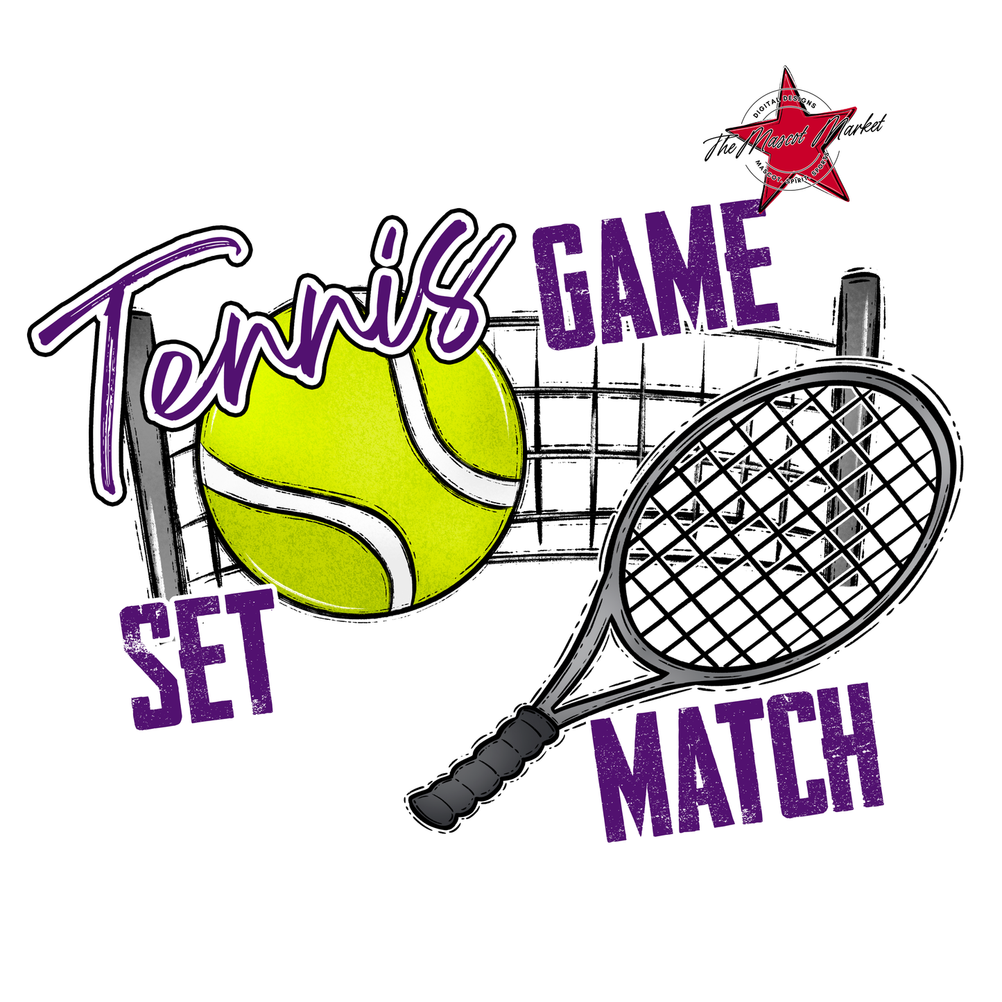 Game, Set, Match Tennis Design-Purple