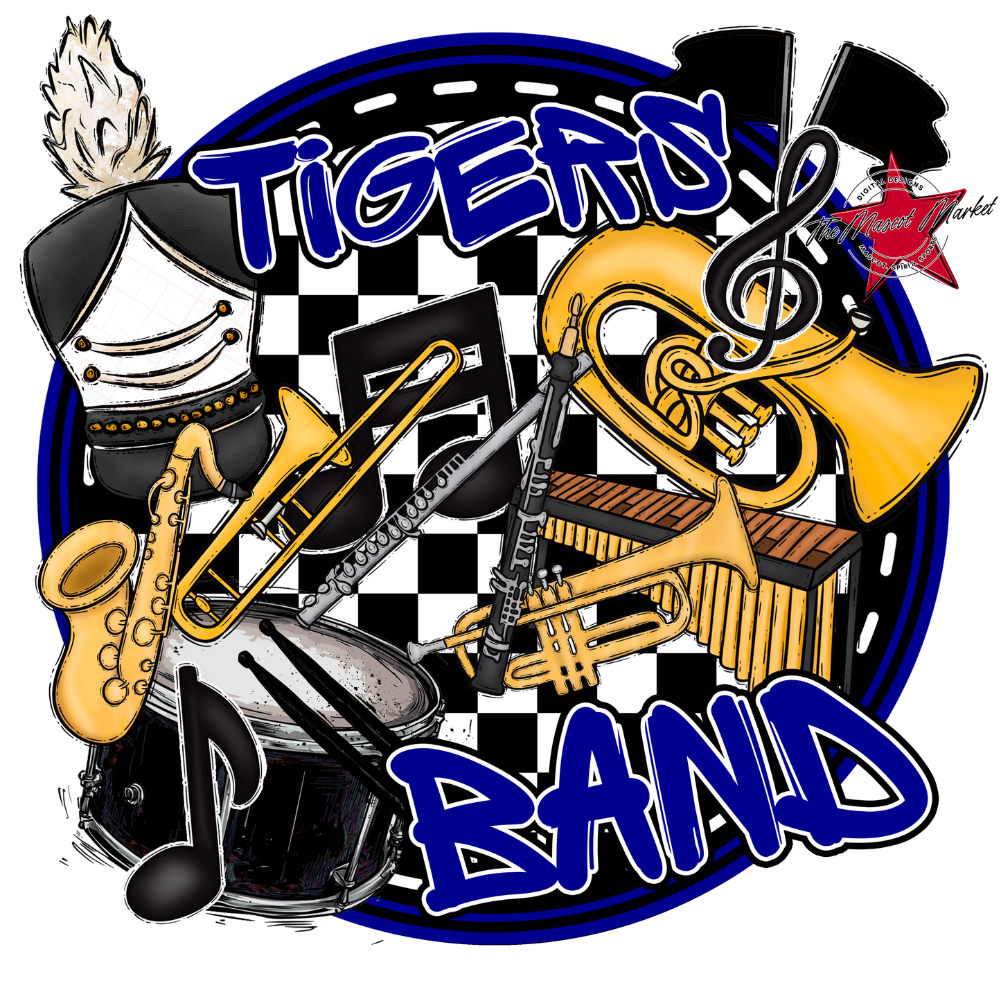Tigers Circle Band Design-Blue