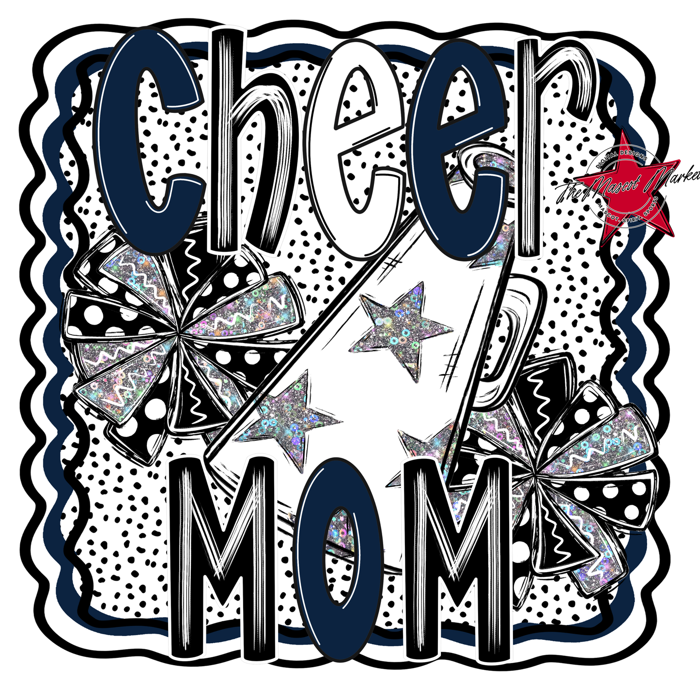 Cheer Mom Megaphone Dot Design-Navy