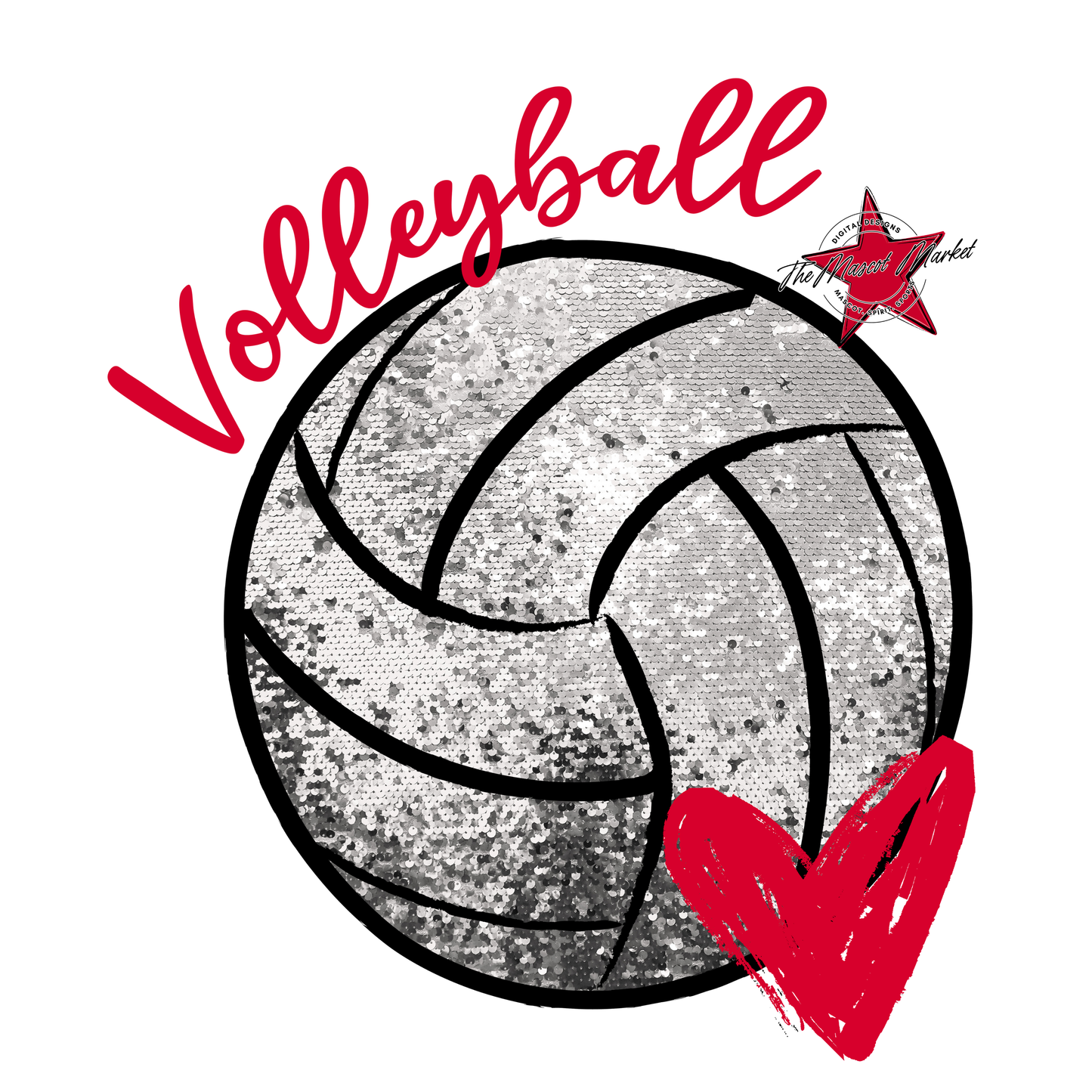 Volleyball Sequins-Red