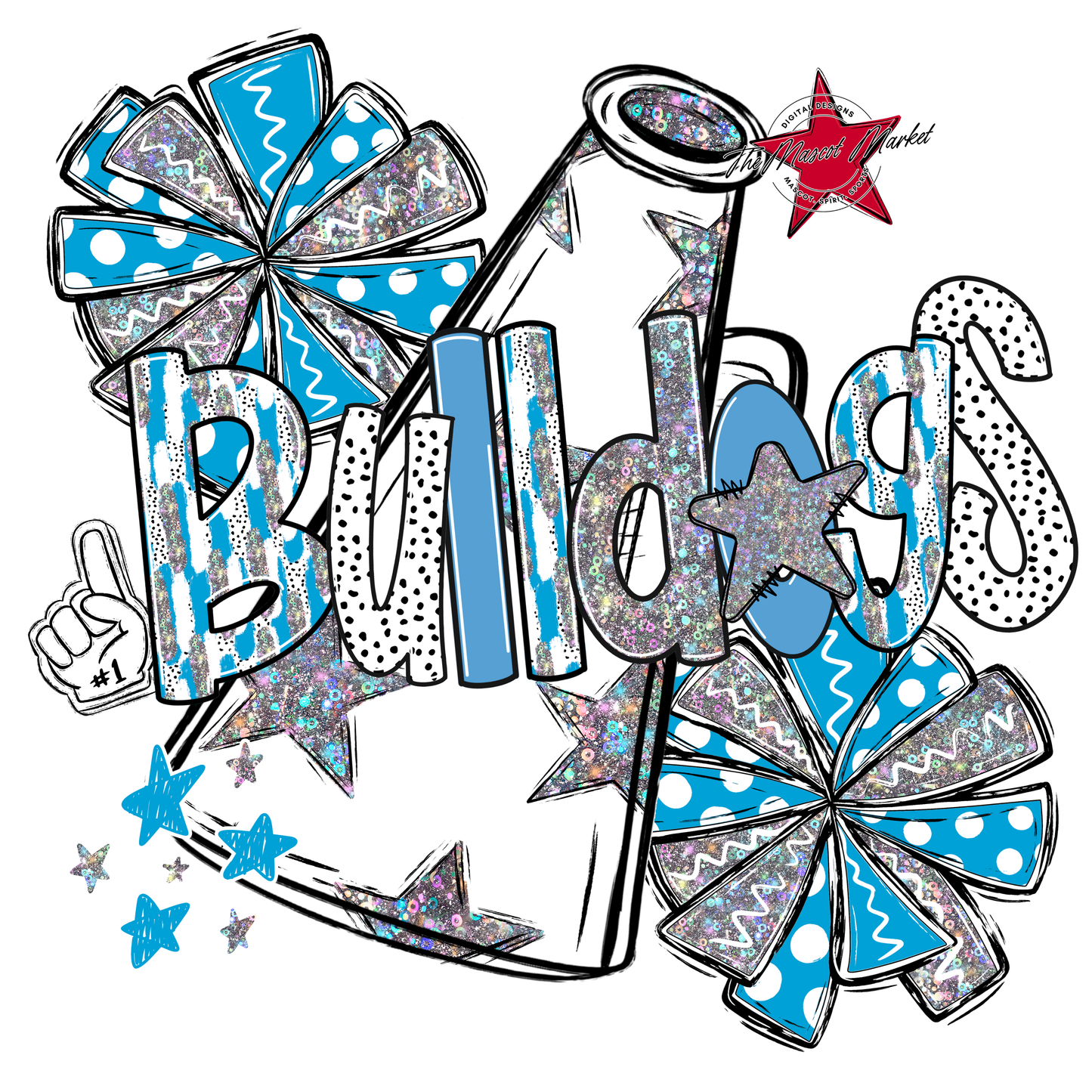 Bulldogs Cheer Megaphone Scrape-Carolina Blue