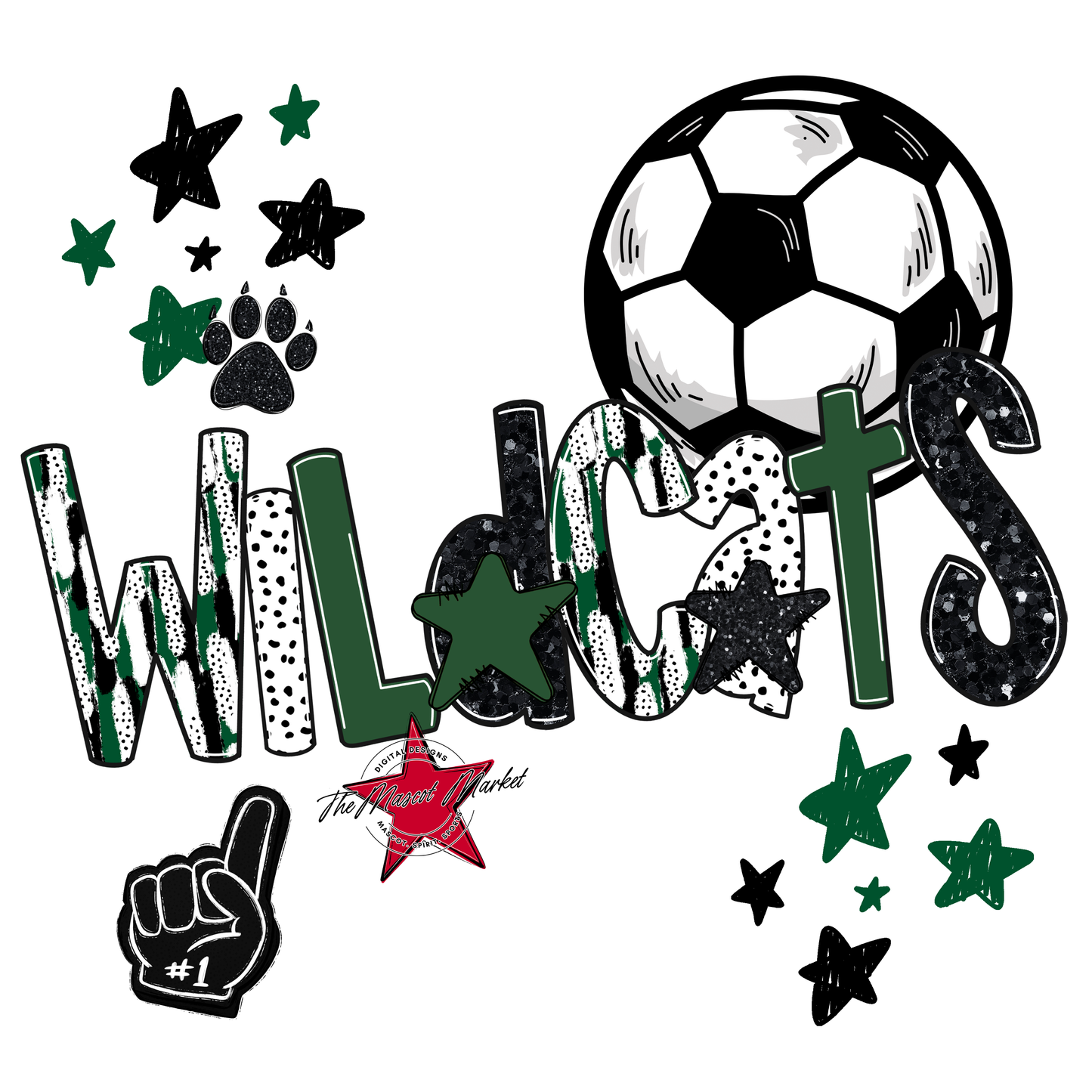 Wildcats Soccer Scrape-Green