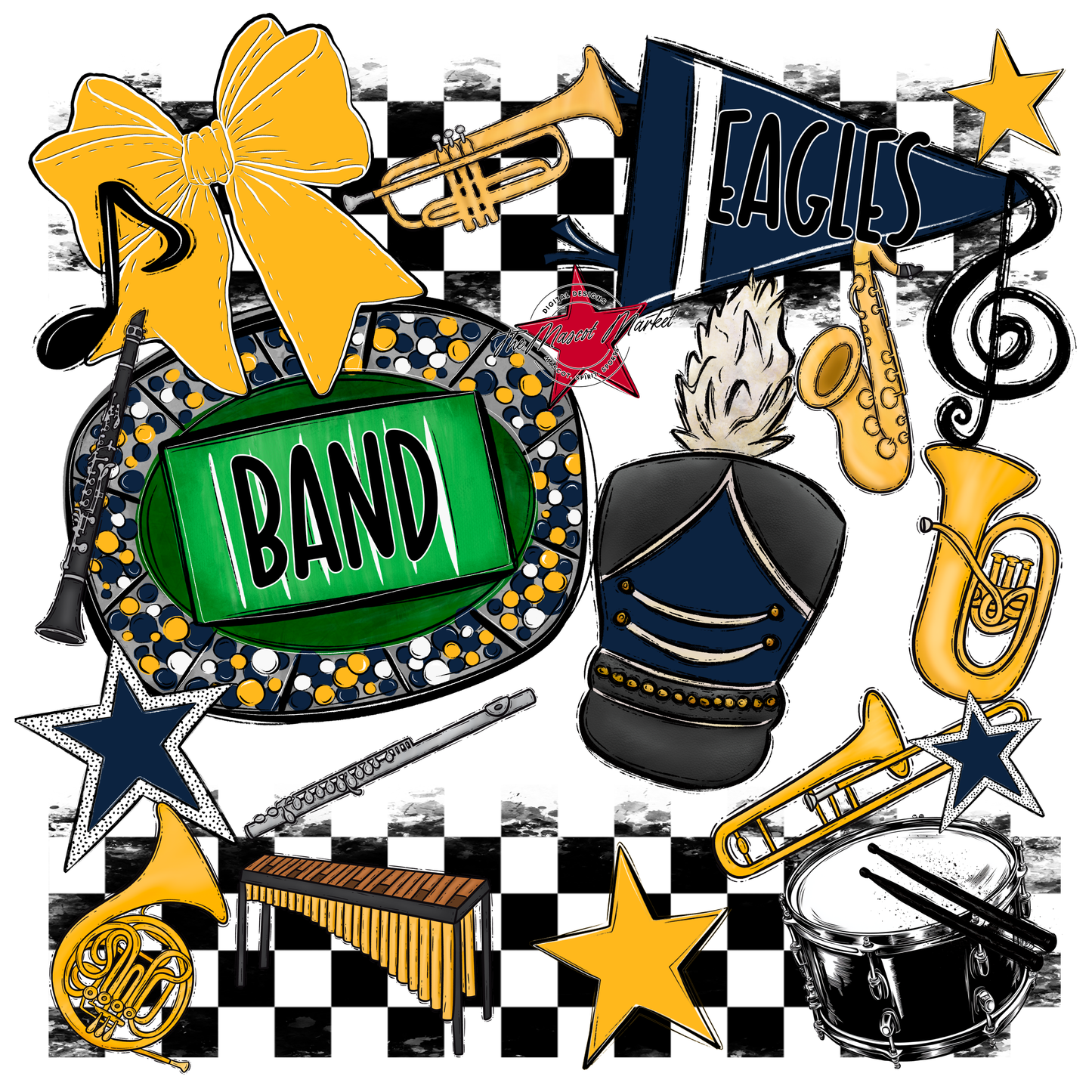 Eagles Band Checkers Design-Navy-Yellow