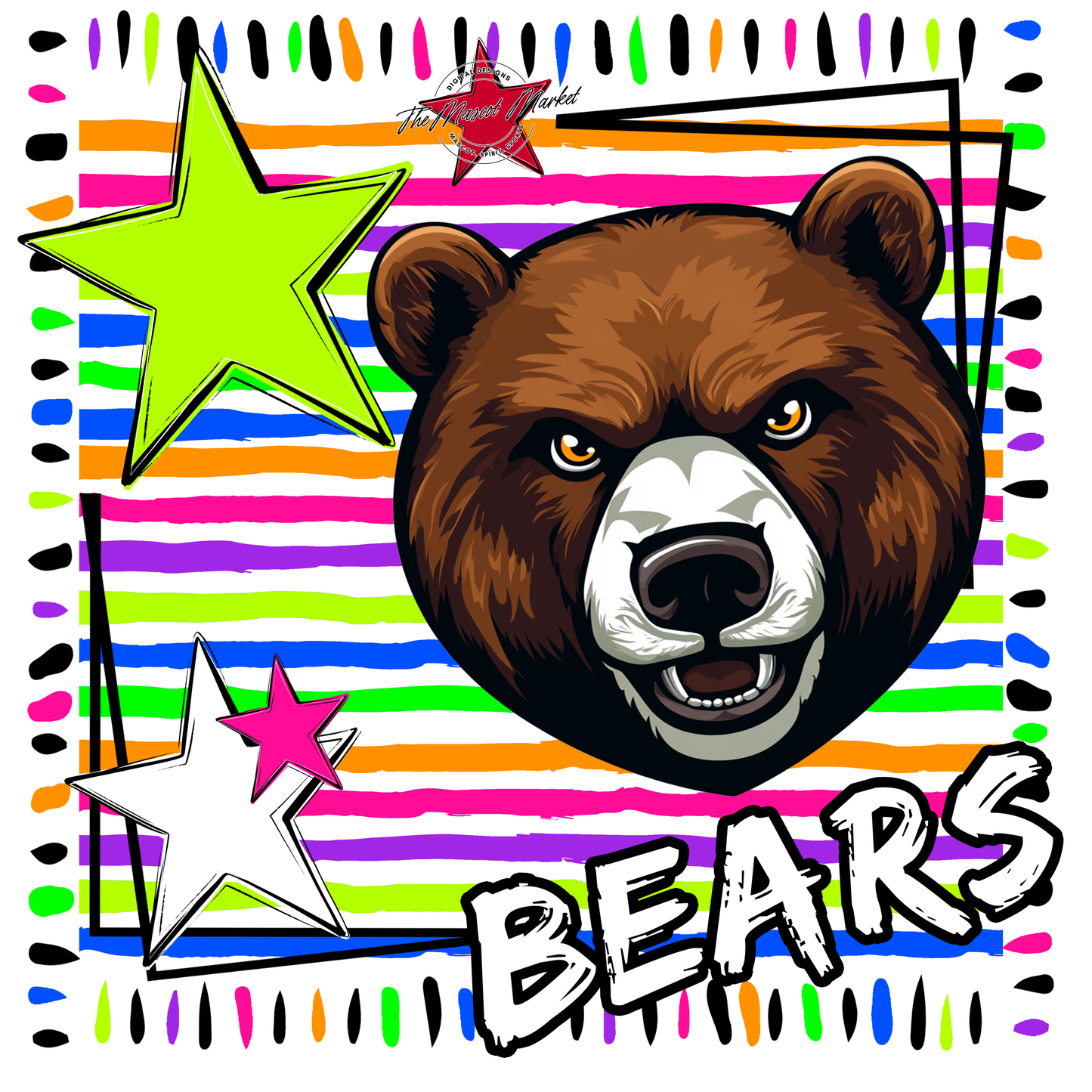 Bears Mascot Line Design-Neon White