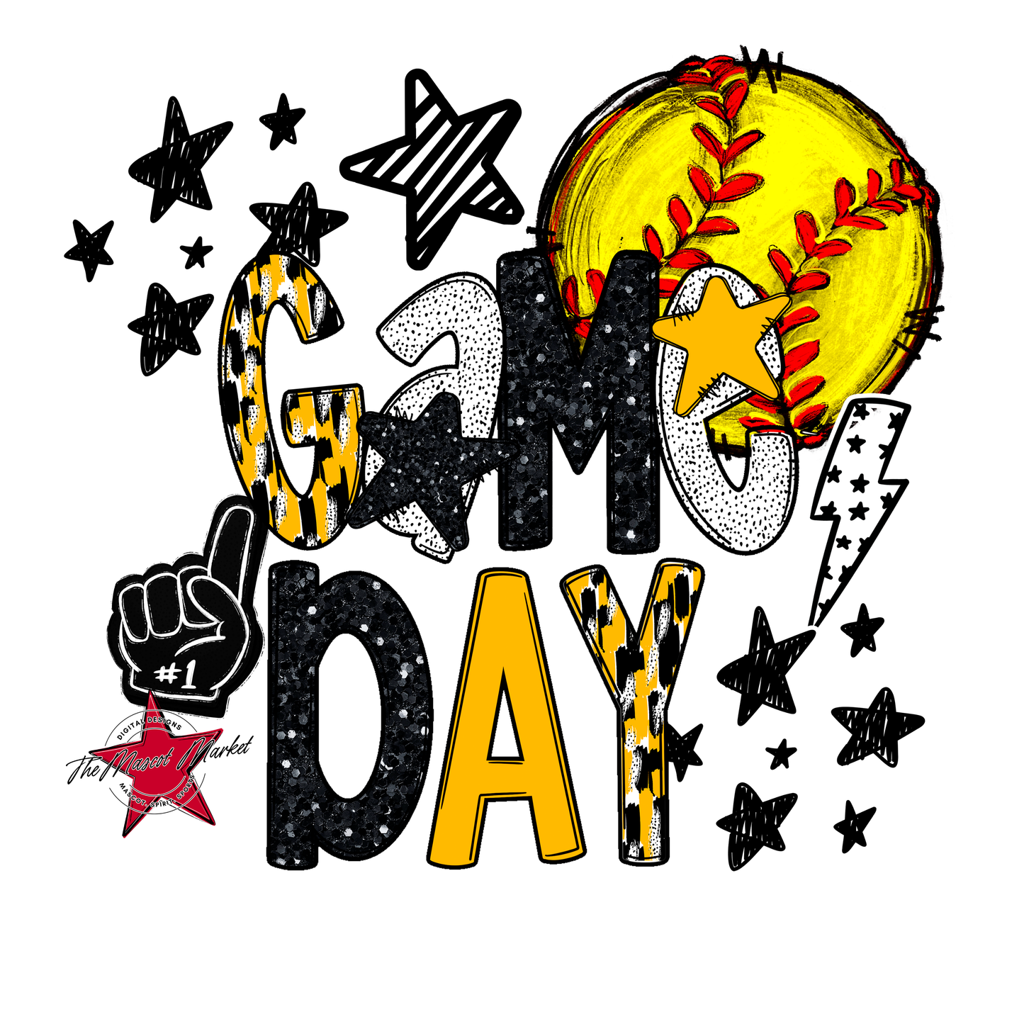 Game Day Softball Scrape Design-Yellow