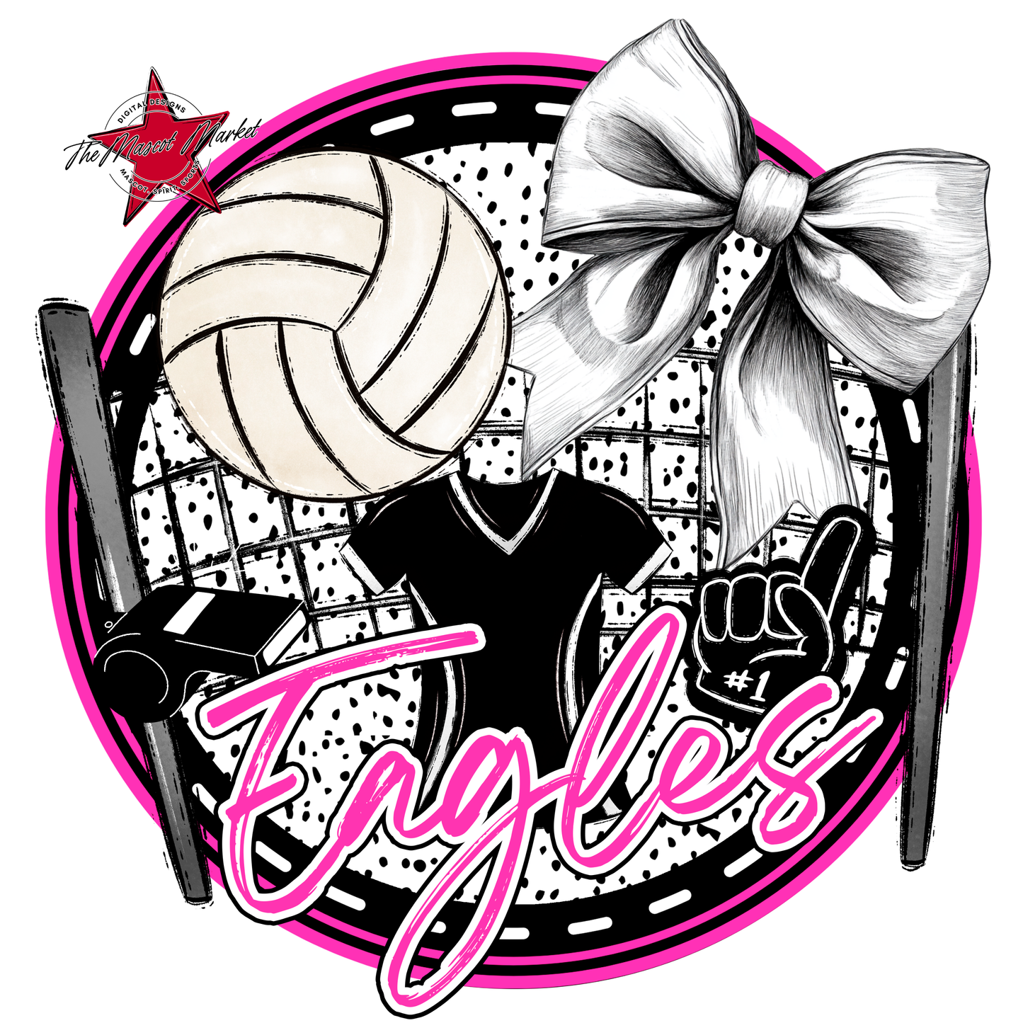 Eagles Circle Volleyball Design-Pink