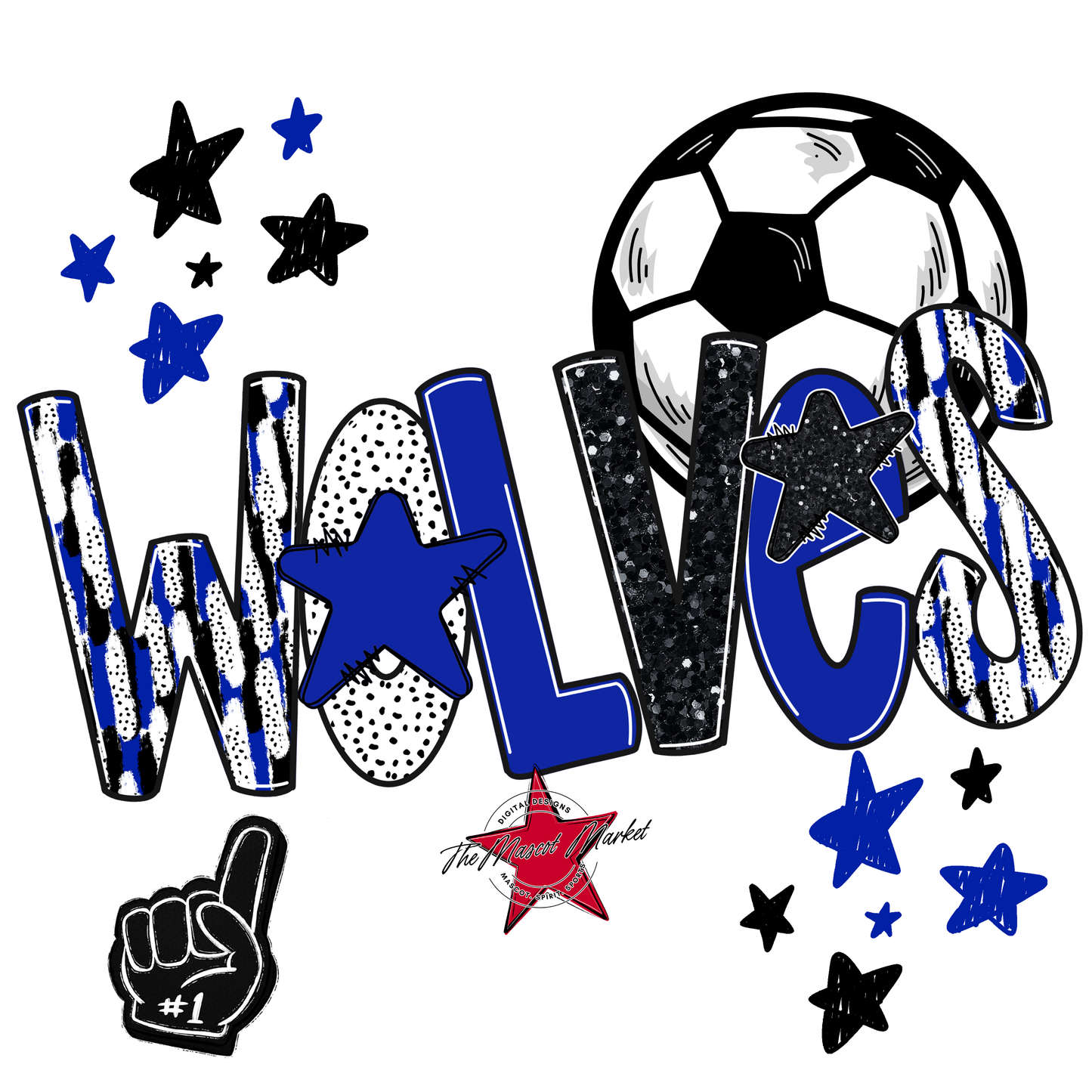 Wolves Soccer Scrape-Royal Blue