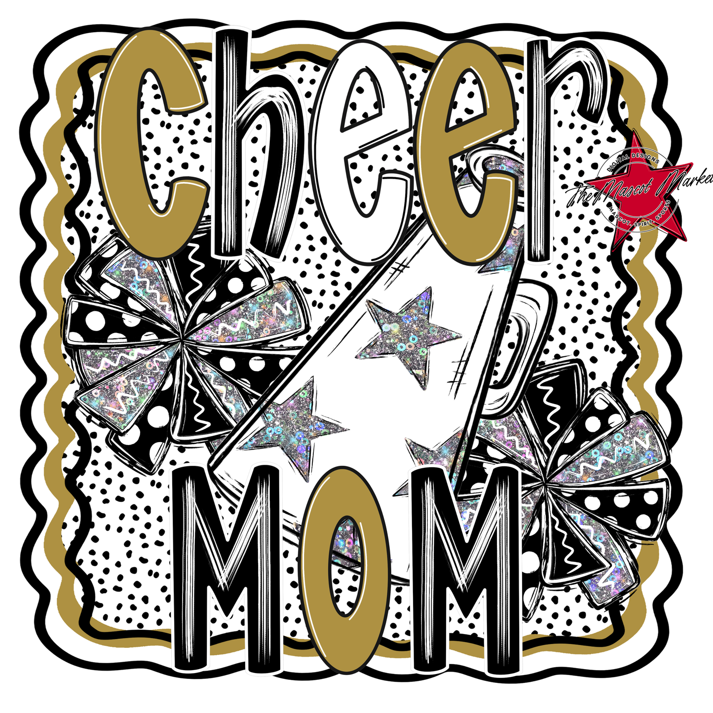 Cheer Mom Megaphone Dot Design-Gold