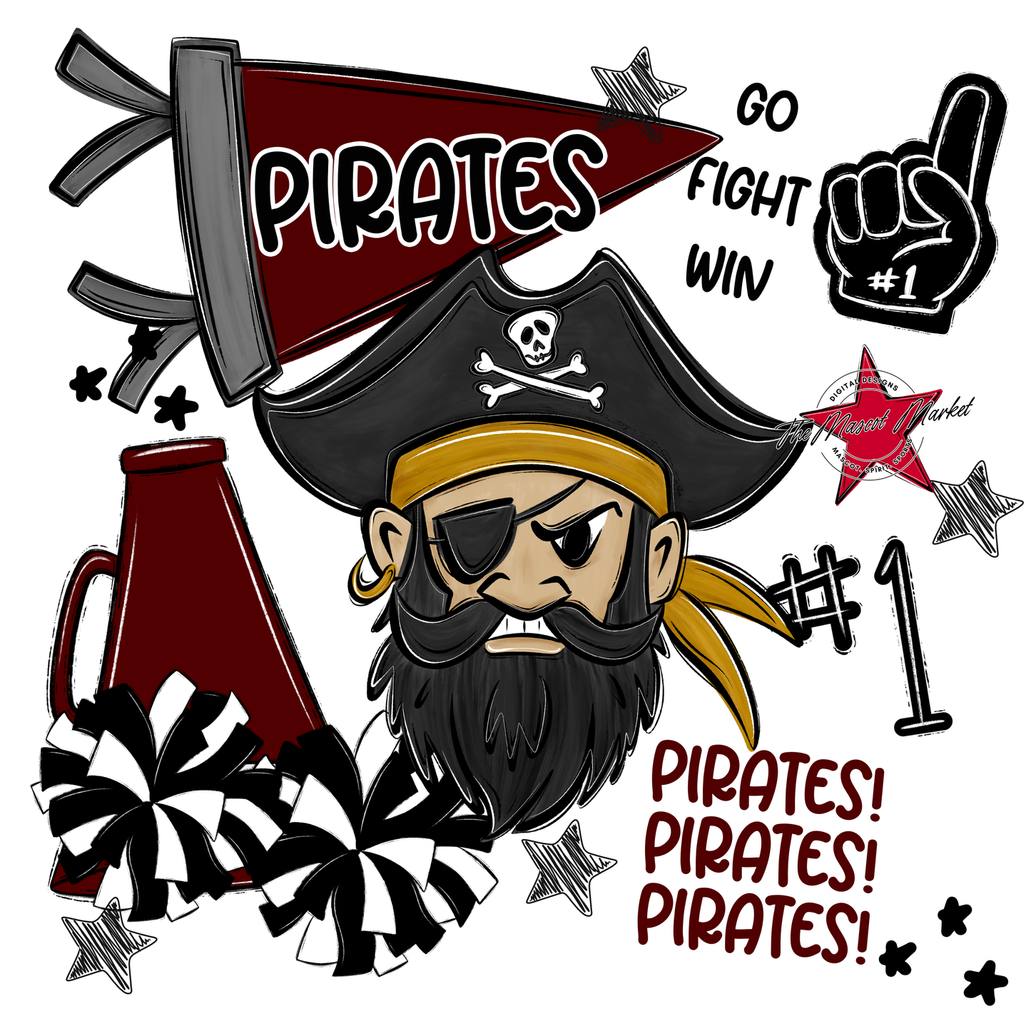 Pirates Spirit Design-Maroon
