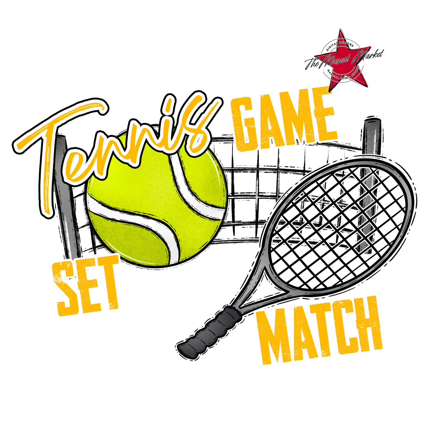 Game, Set, Match Tennis Design-Yellow