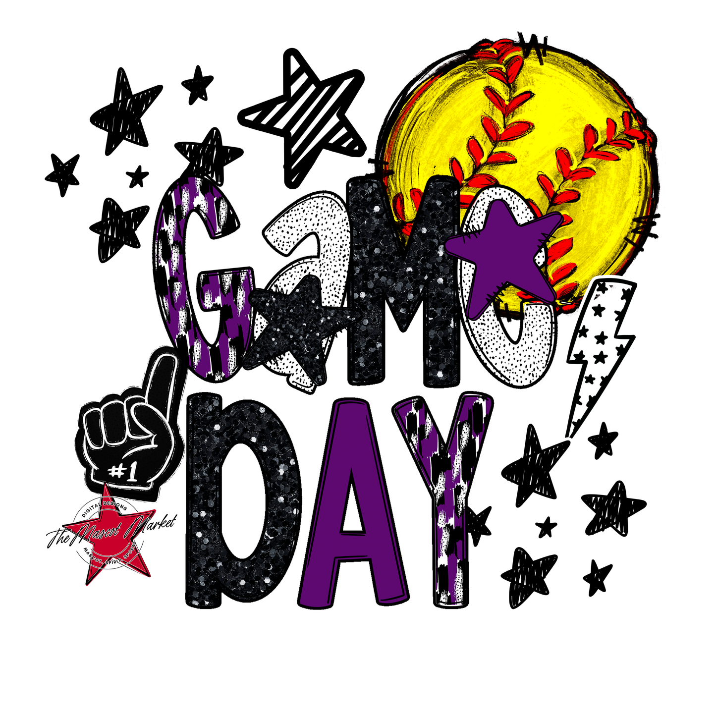 Game Day Softball Scrape Design-Purple