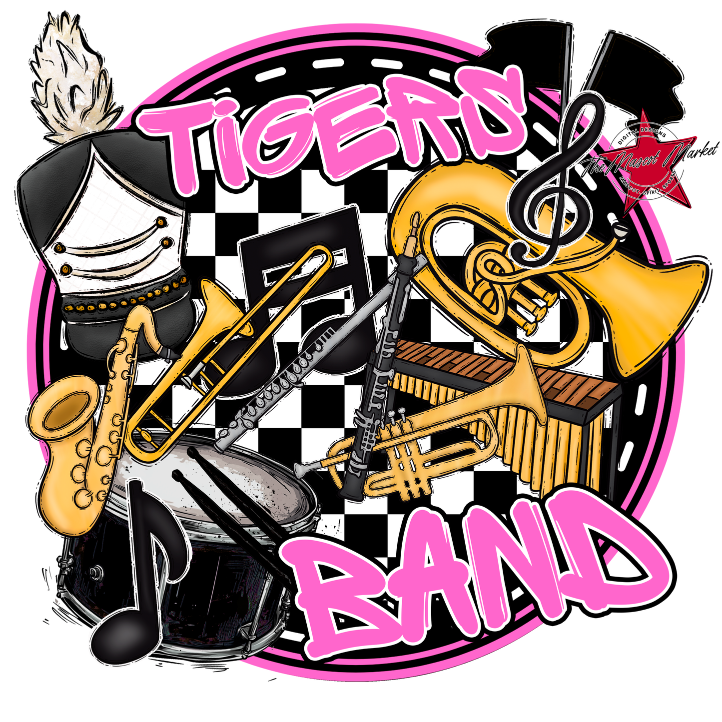 Tigers Circle Band Design-Baby Pink