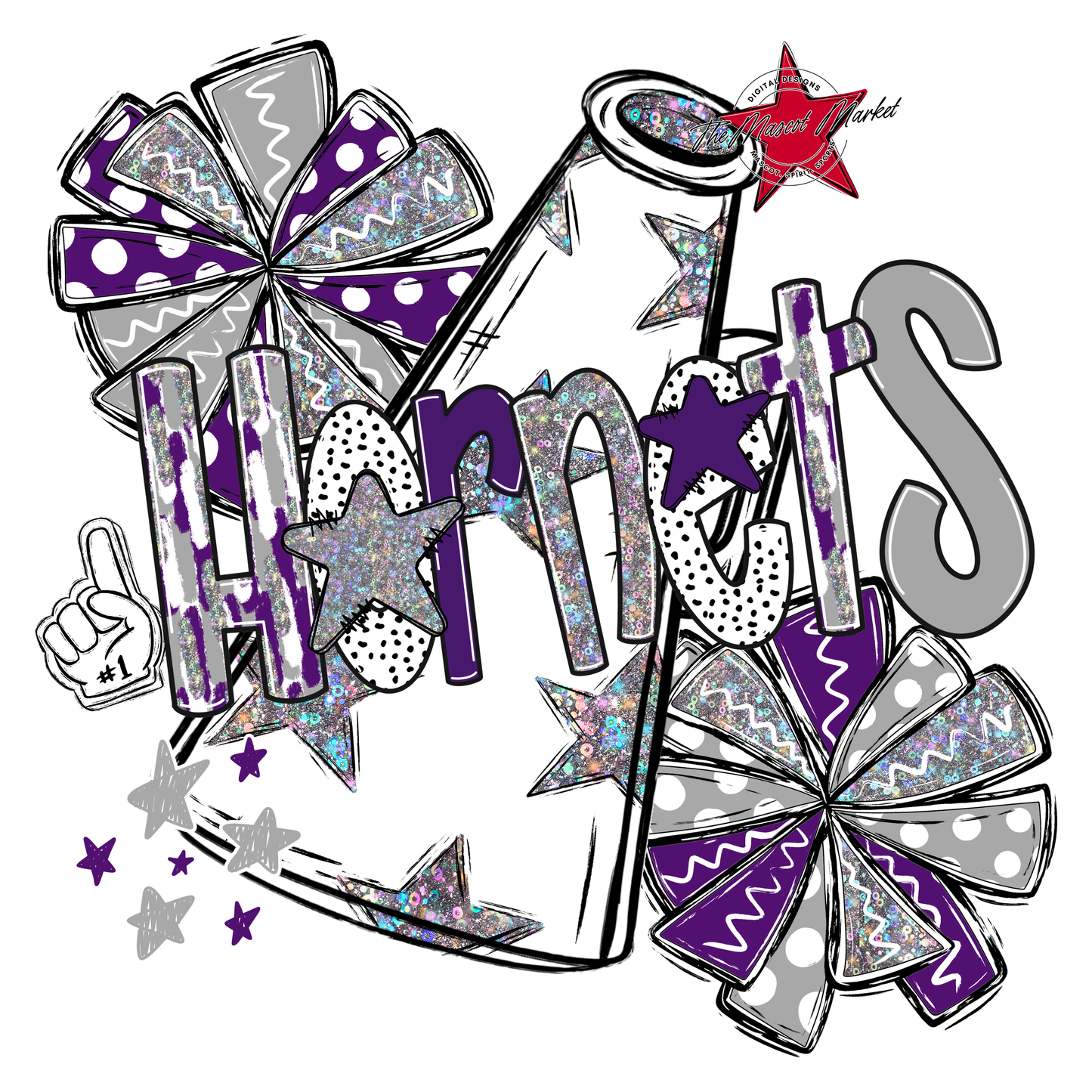 Hornets Cheer Megaphone Scrape-Purple-Grey