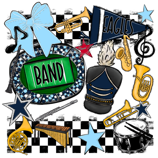 Eagles Band Checkers Design-Navy-Columbia Blue
