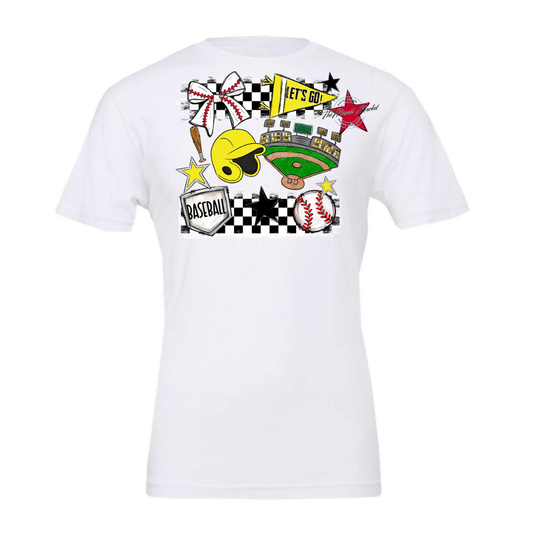 Baseball Checkers Spirit Design-Bright Yellow