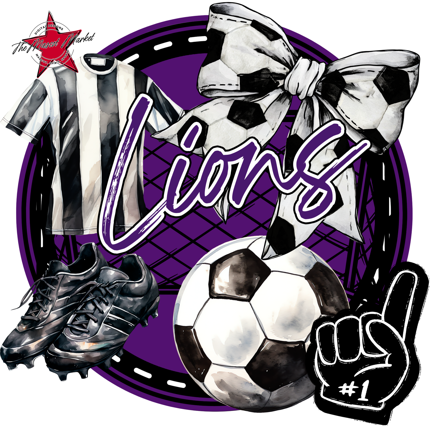 Lions Circle Soccer Design-Purple