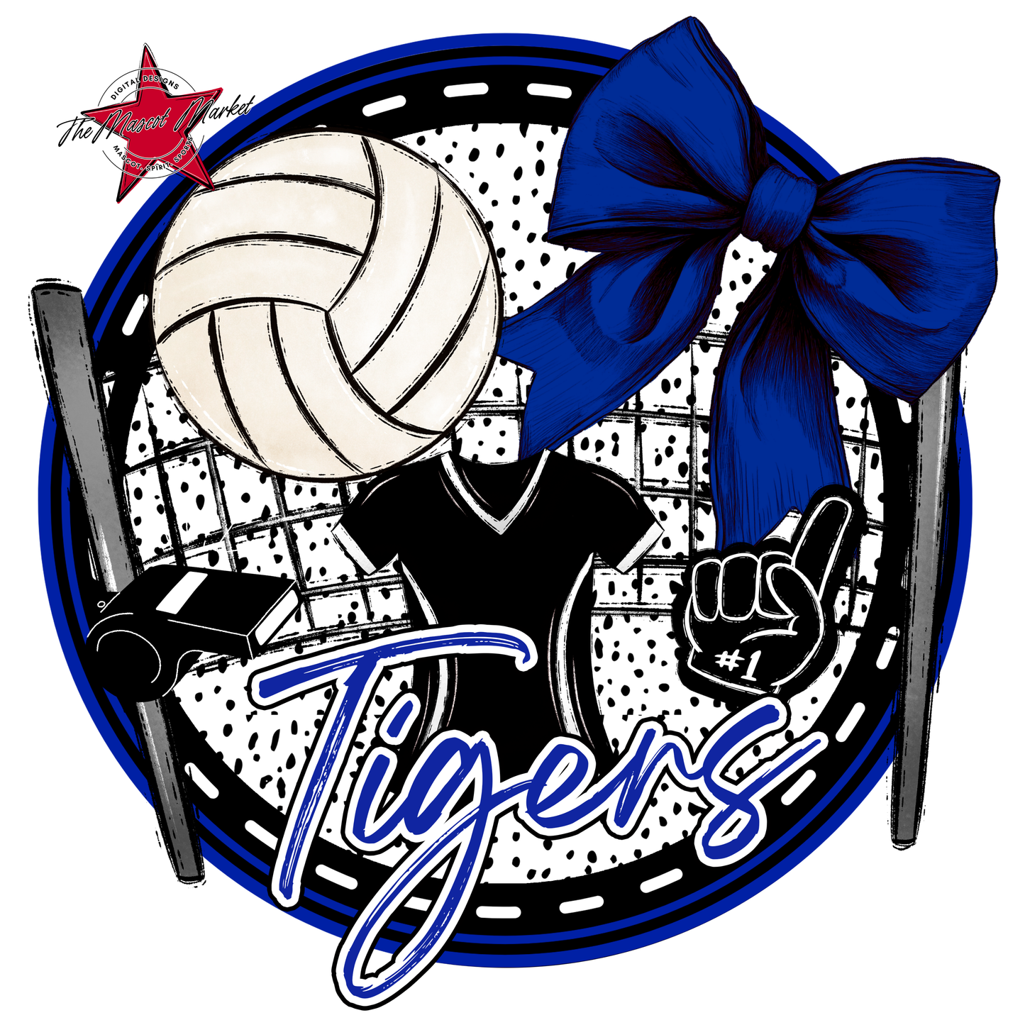 Tigers Circle Volleyball Design-Royal Blue