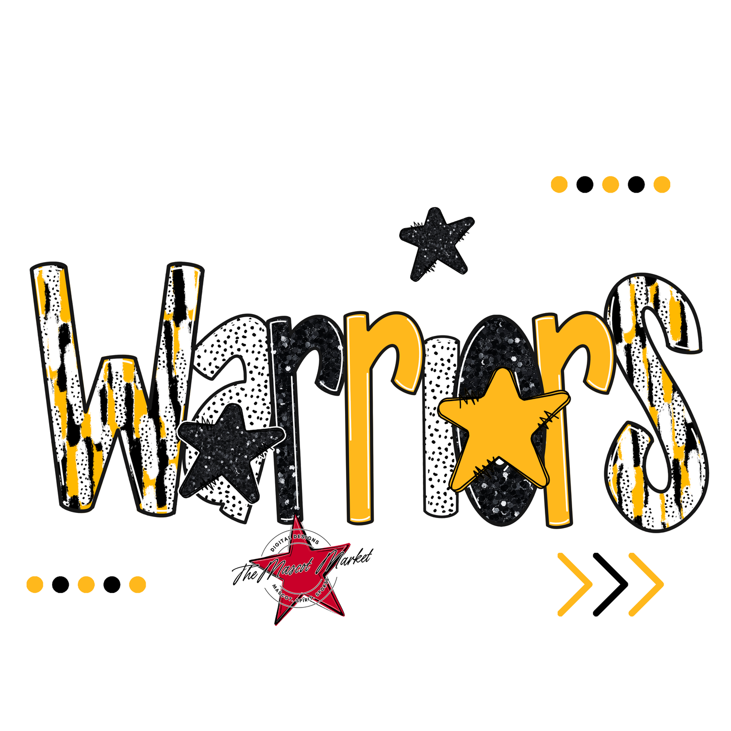 Warriors Brushstroke Alpha w Arrows-Yellow
