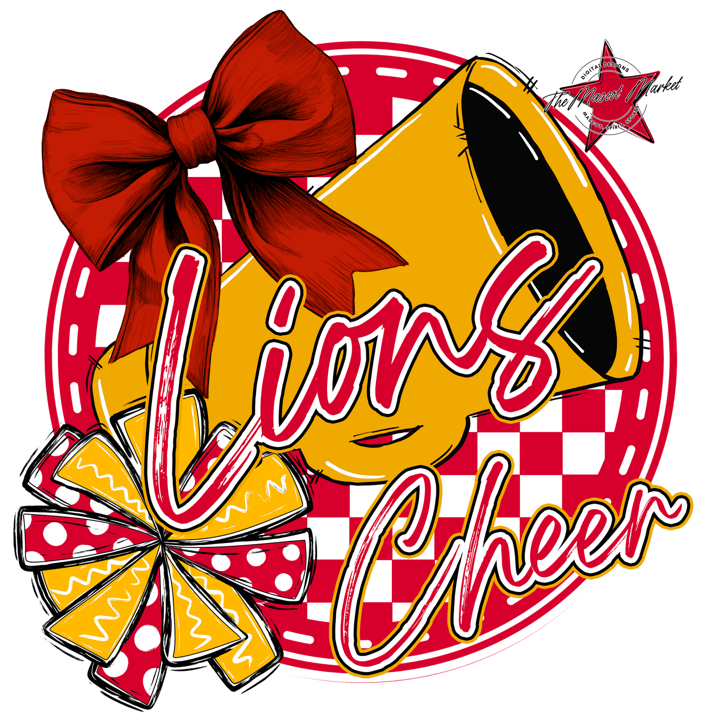Lions Circle Cheer Design-Red-Yellow