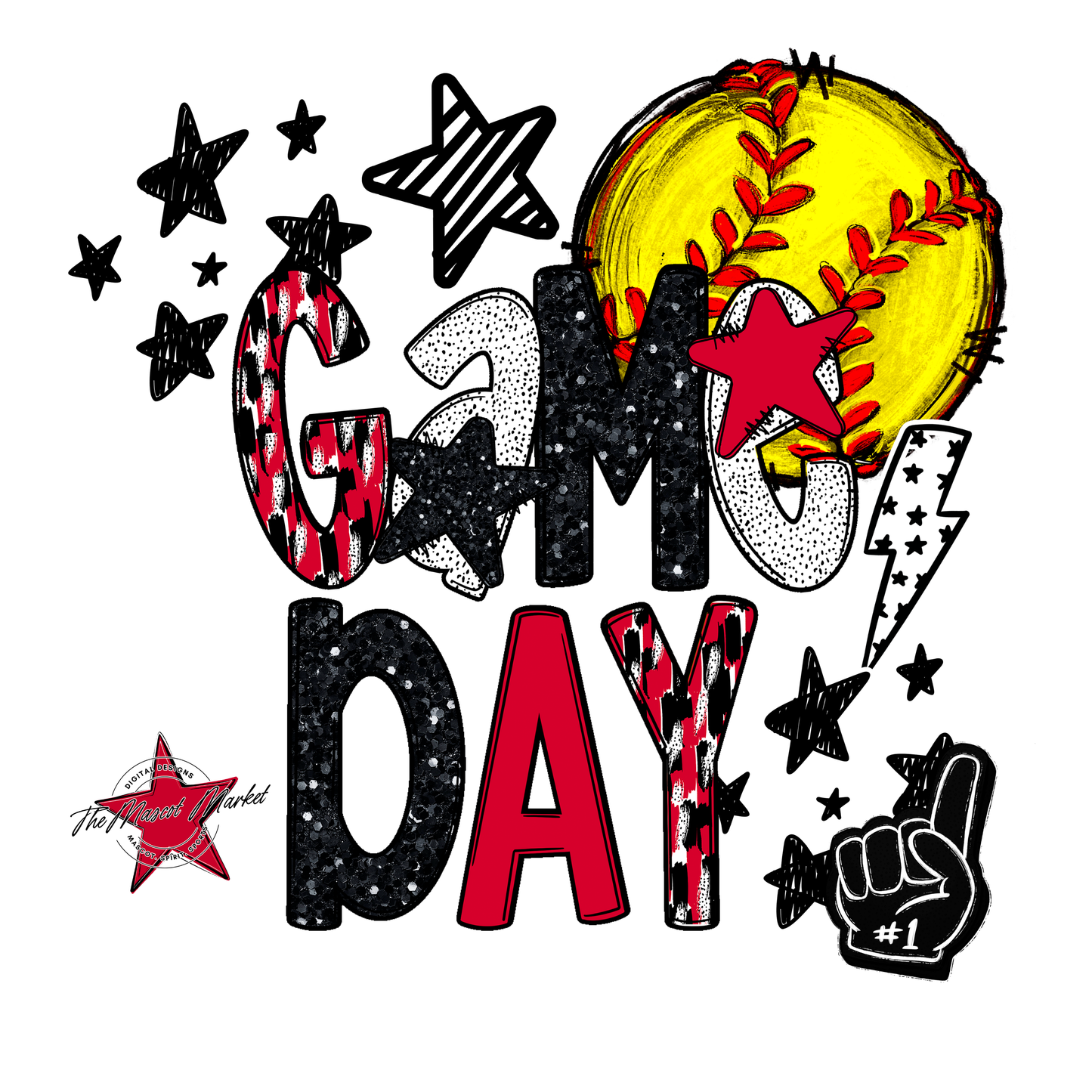 Game Day Softball Scrape Design-Red