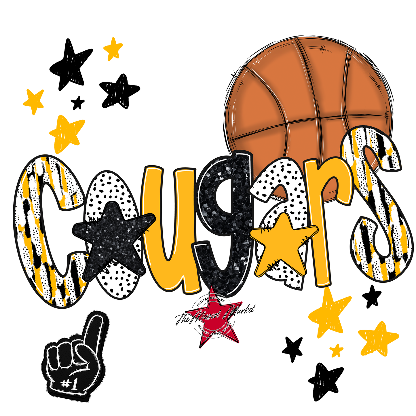 Cougars Basketball Scrape-Yellow