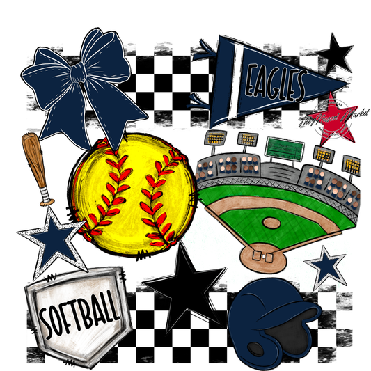 Eagles Softball Checkers Design-Navy