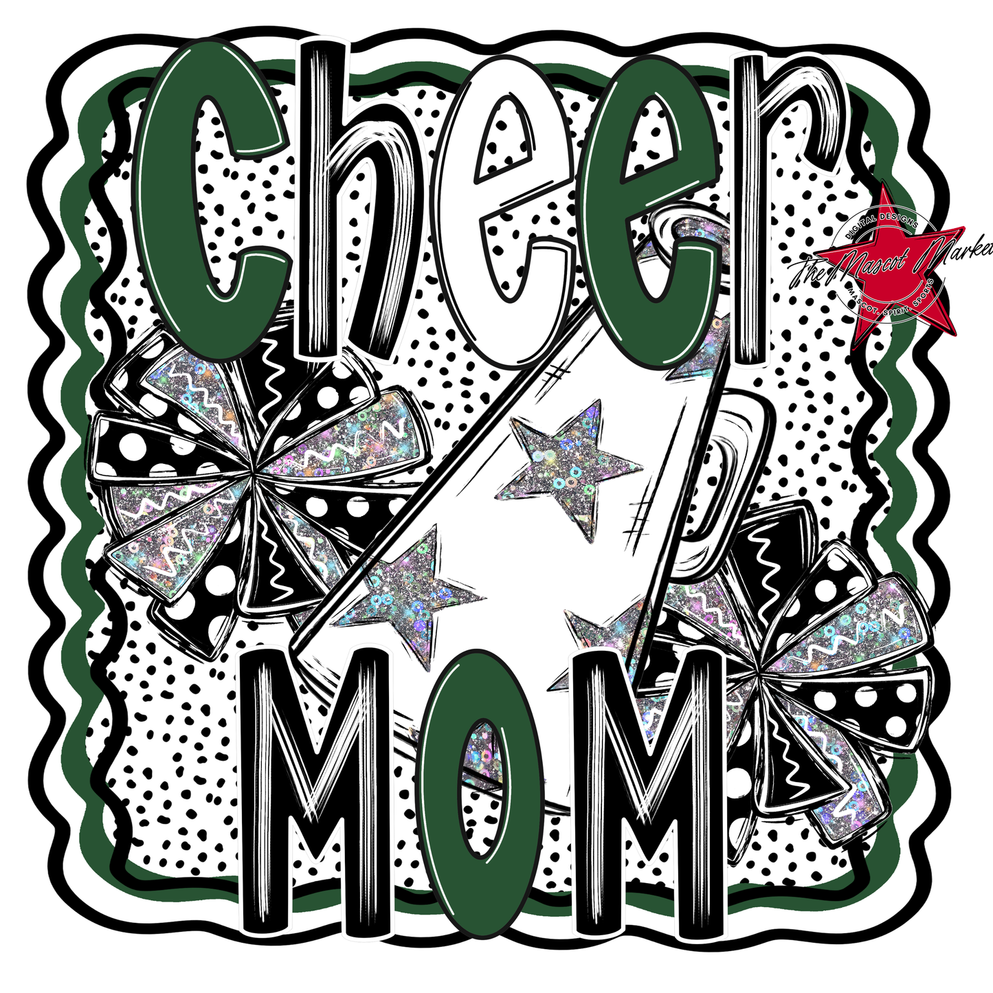 Cheer Mom Megaphone Dot Design-Green