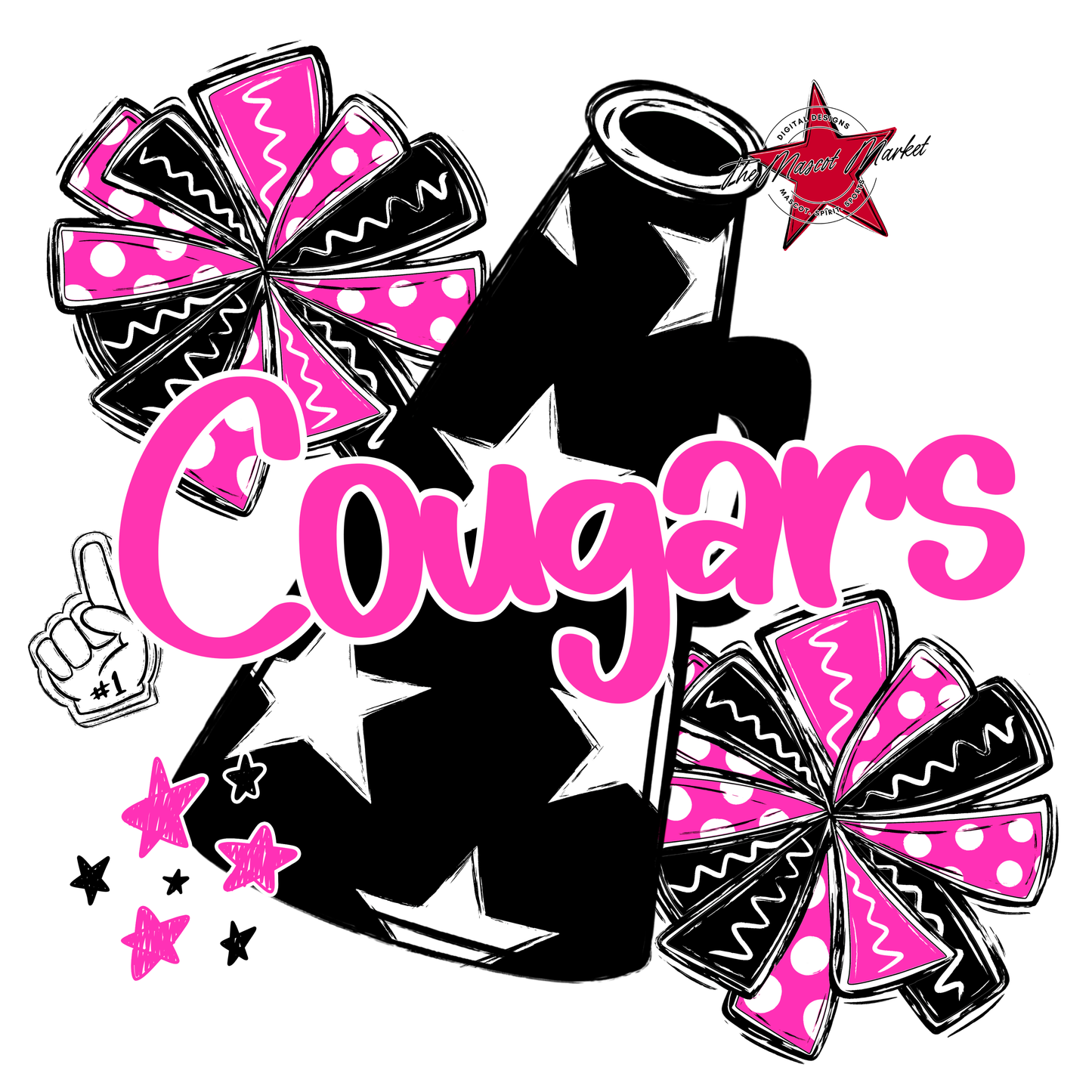Cougars Alpha Megaphone Design-Pink