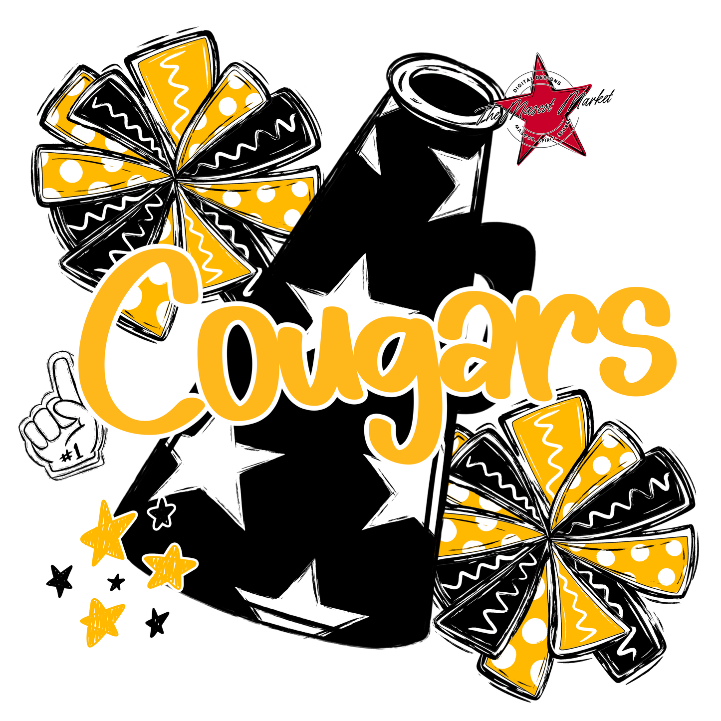 Cougars Alpha Megaphone Design-Yellow