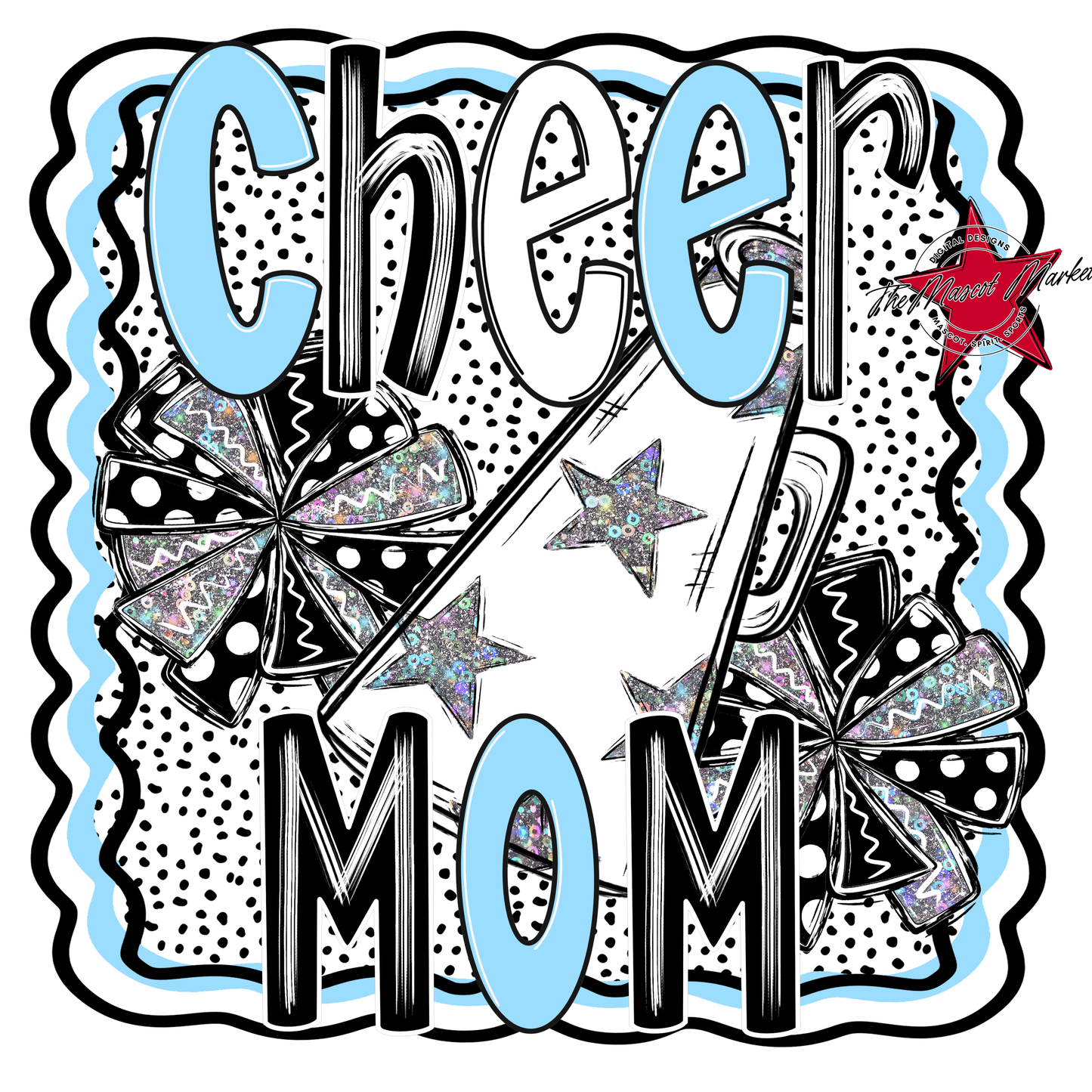 Cheer Mom Megaphone Dot Design-Columbia Blue