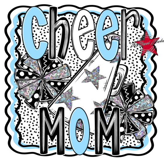 Cheer Mom Megaphone Dot Design-Columbia Blue