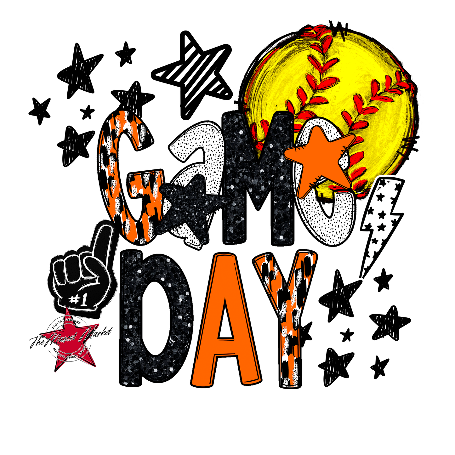 Game Day Softball Scrape Design-Orange