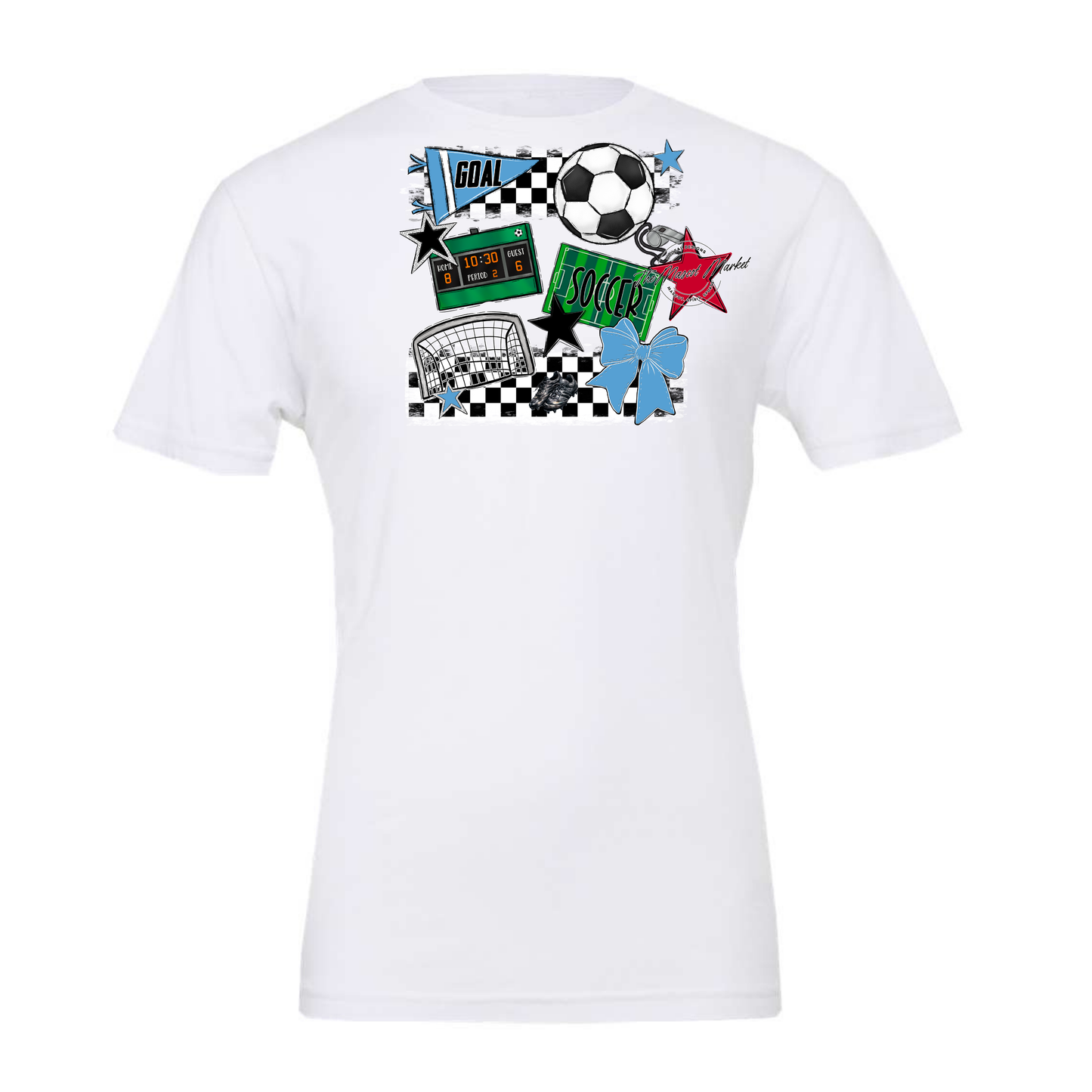 Soccer Checkers Spirit Design-Columbia Blue