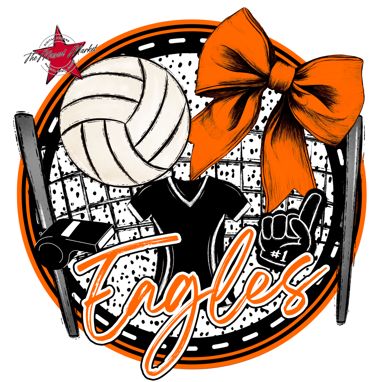 Eagles Circle Volleyball Design-Orange
