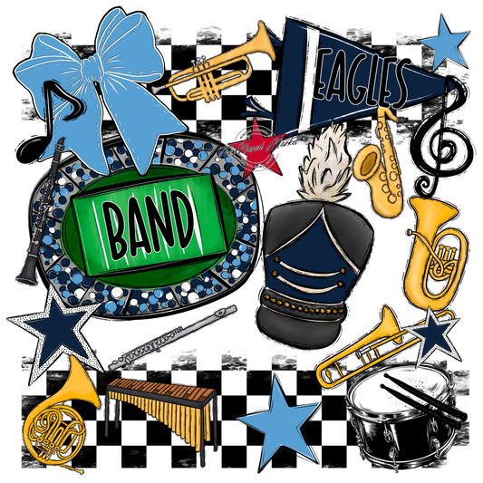 Eagles Band Checkers Design-Navy-Carolina Blue