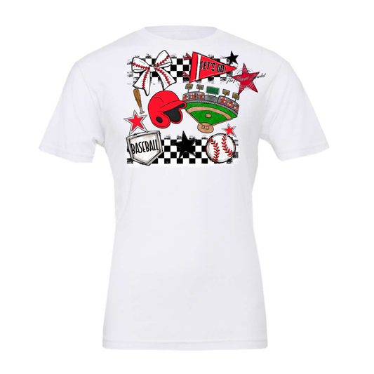 Baseball Checkers Spirit Design-Bright Red