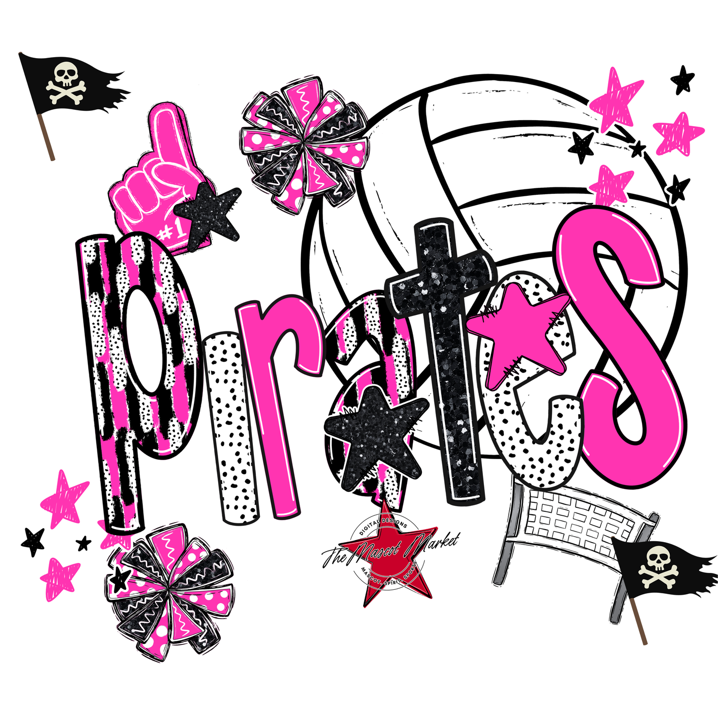 Pirates Volleyball Scrape-Pink