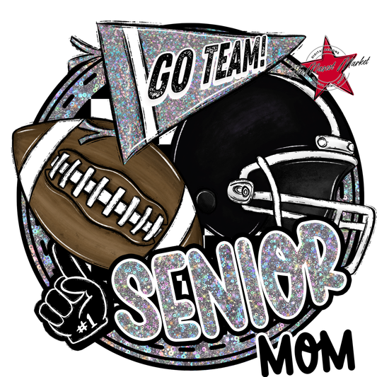 Senior Mom Football Circle Design-Silver