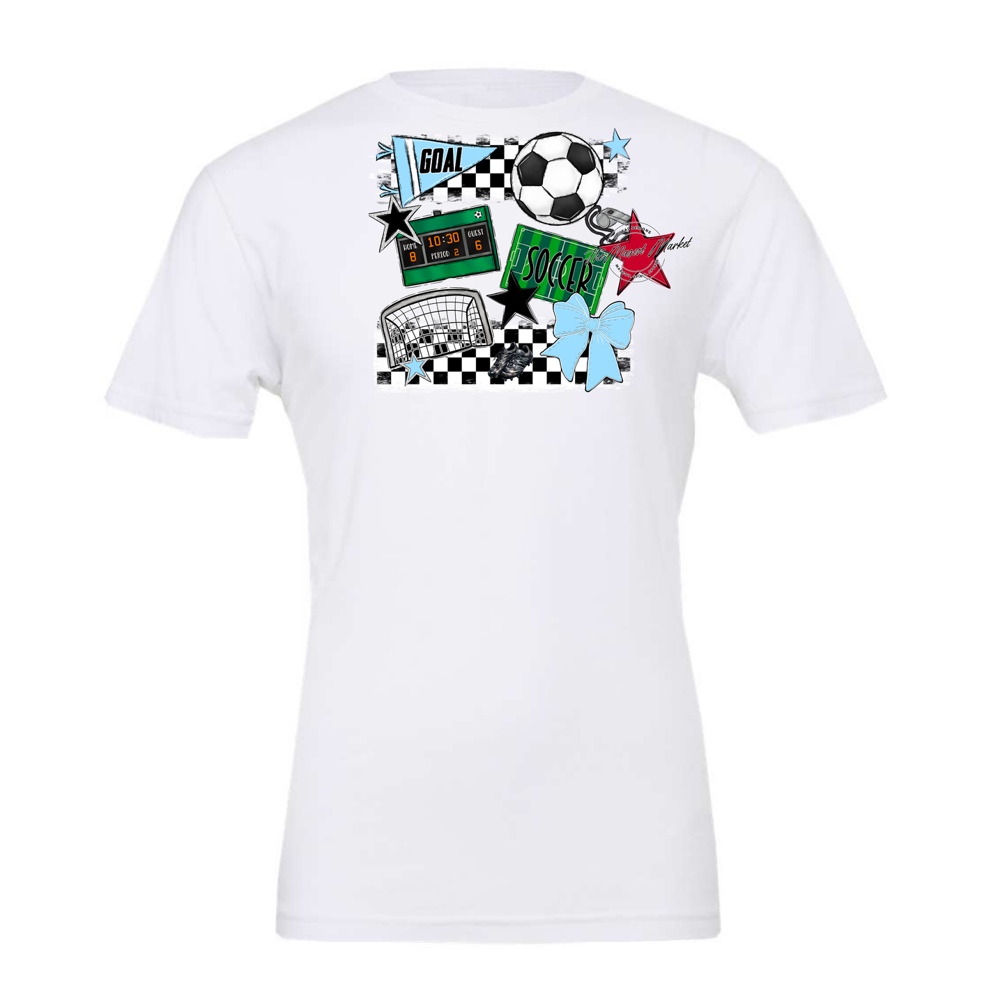 Soccer Checkers Spirit Design-Carolina Blue