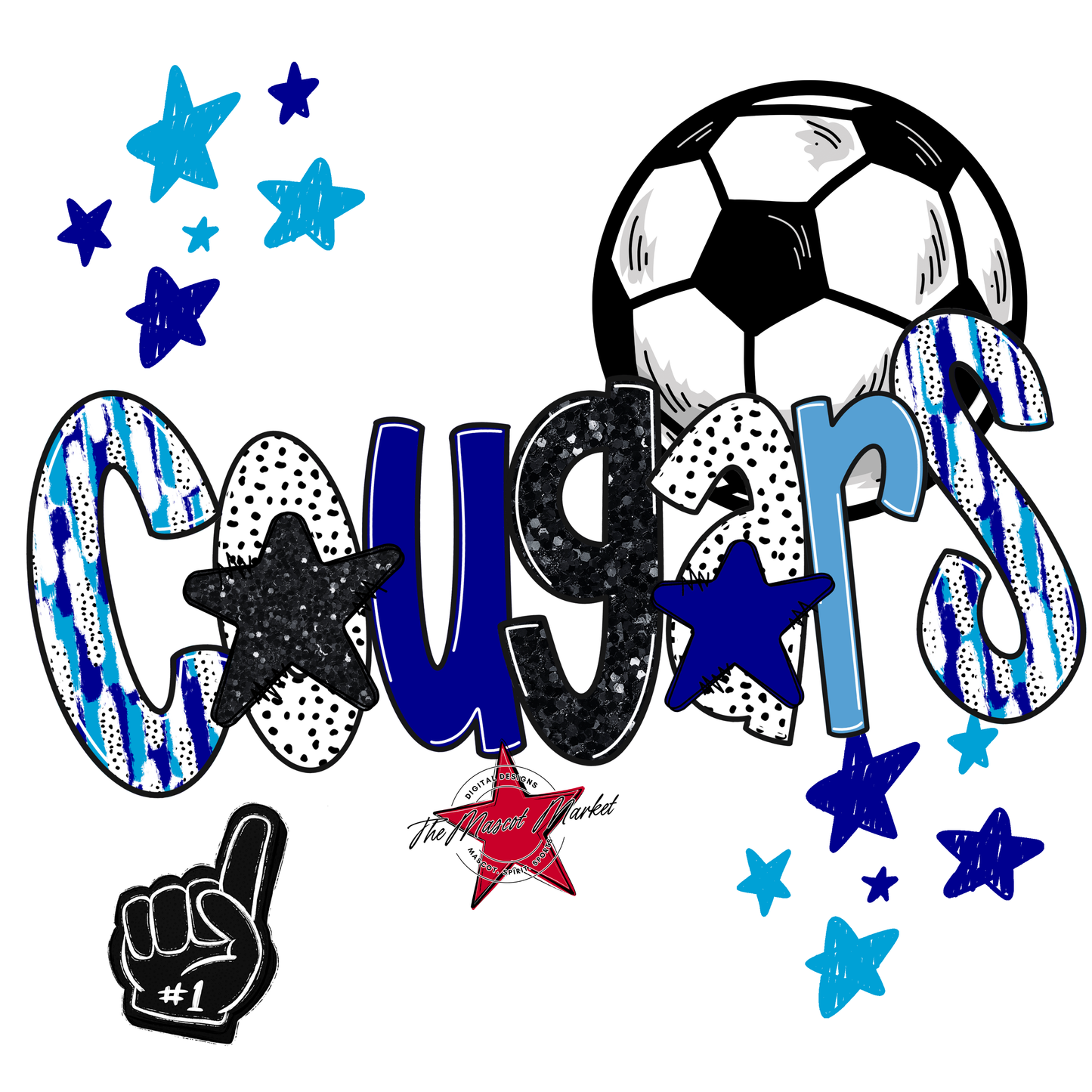 Cougars Soccer Scrape-Blue-Carolina Blue