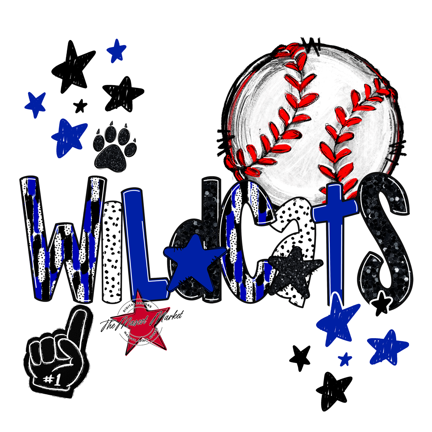 Wildcats Baseball Scrape-Royal Blue
