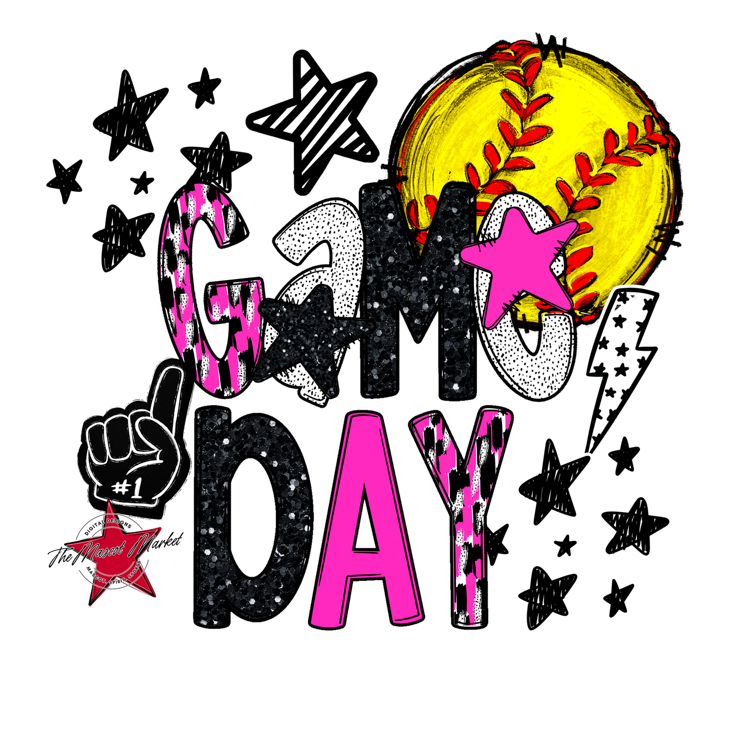 Game Day Softball Scrape Design-Pink