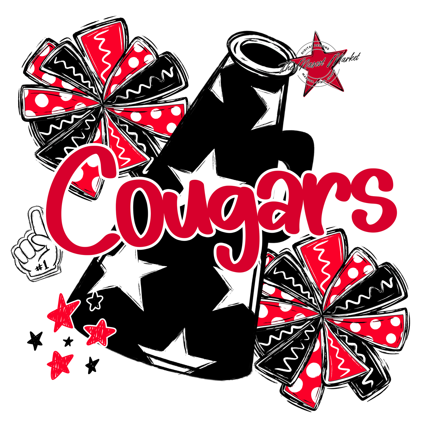 Cougars Alpha Megaphone Design-Red