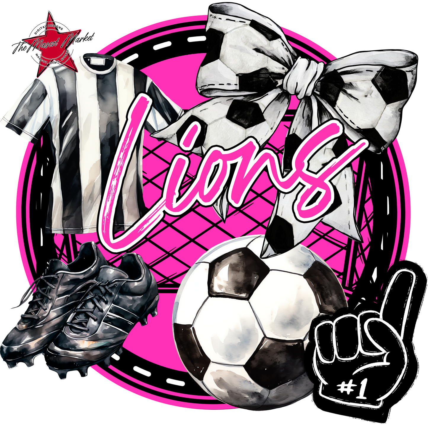 Lions Circle Soccer Design-Pink