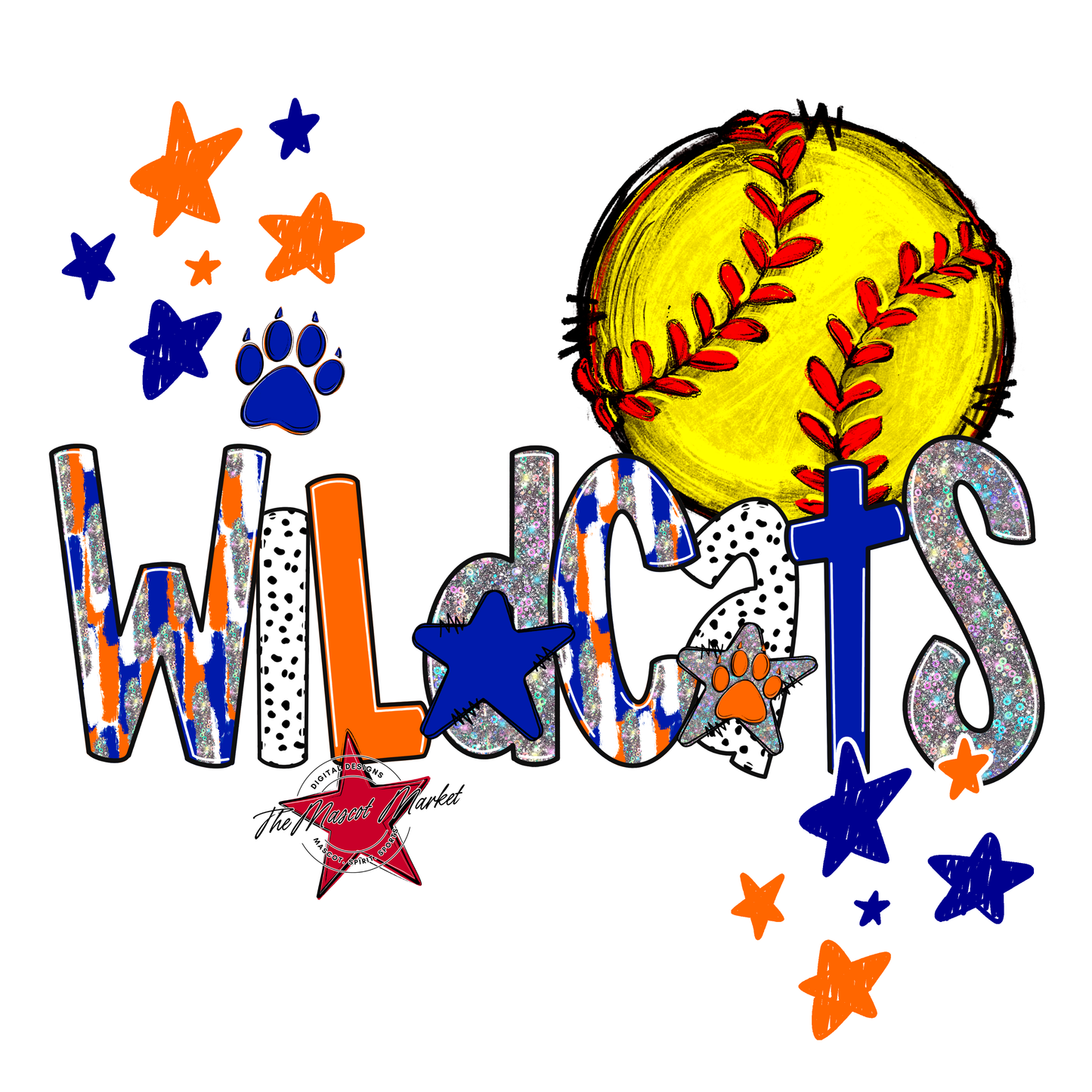 Wildcats Softball Scrape-Blue-Orange