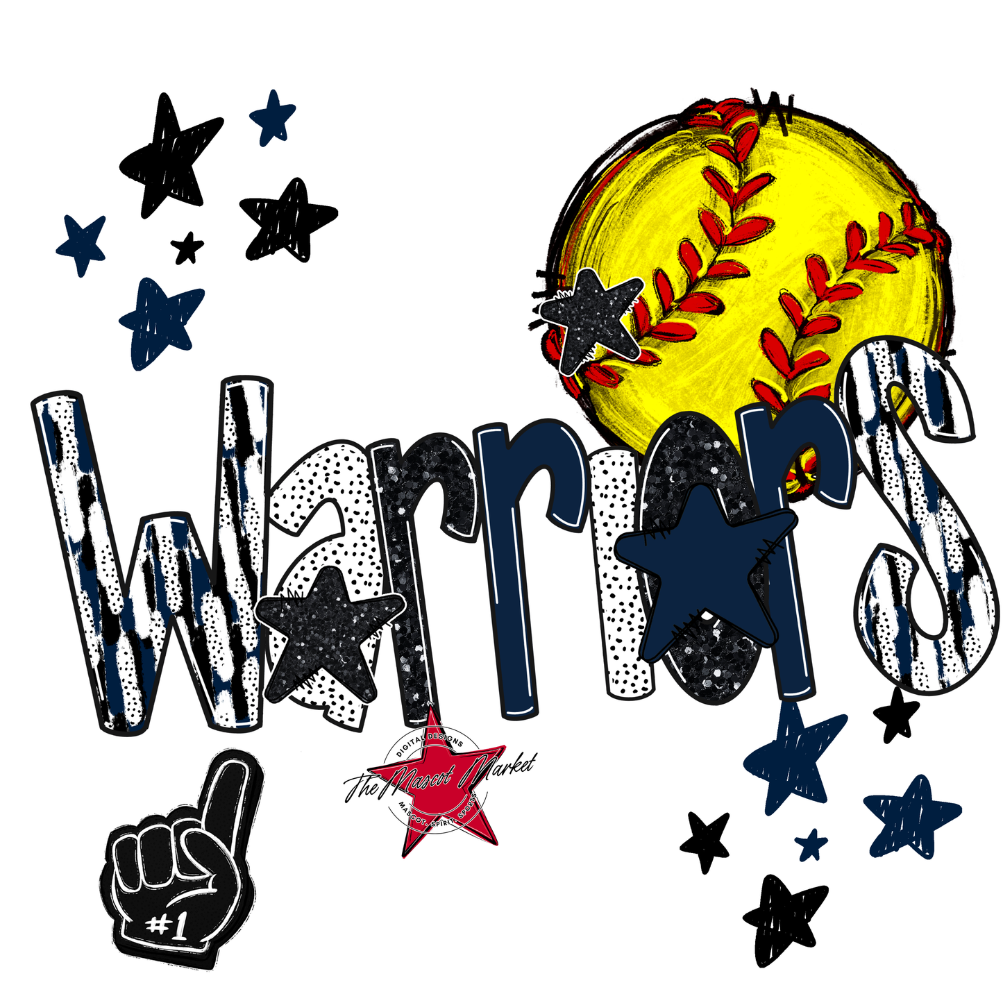 Warriors Softball Scrape-Navy