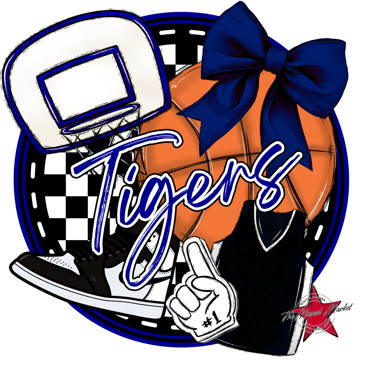 Tigers Circle Basketball Design-Blue