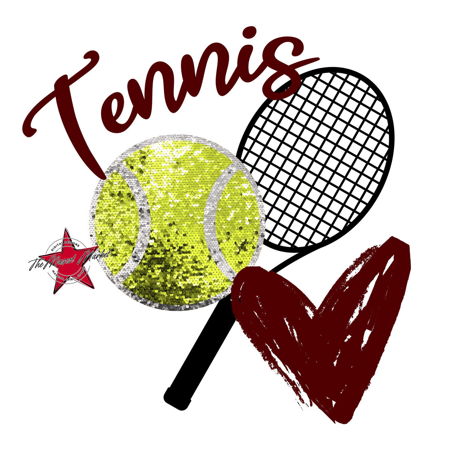 Sequins Tennis Design-Maroon