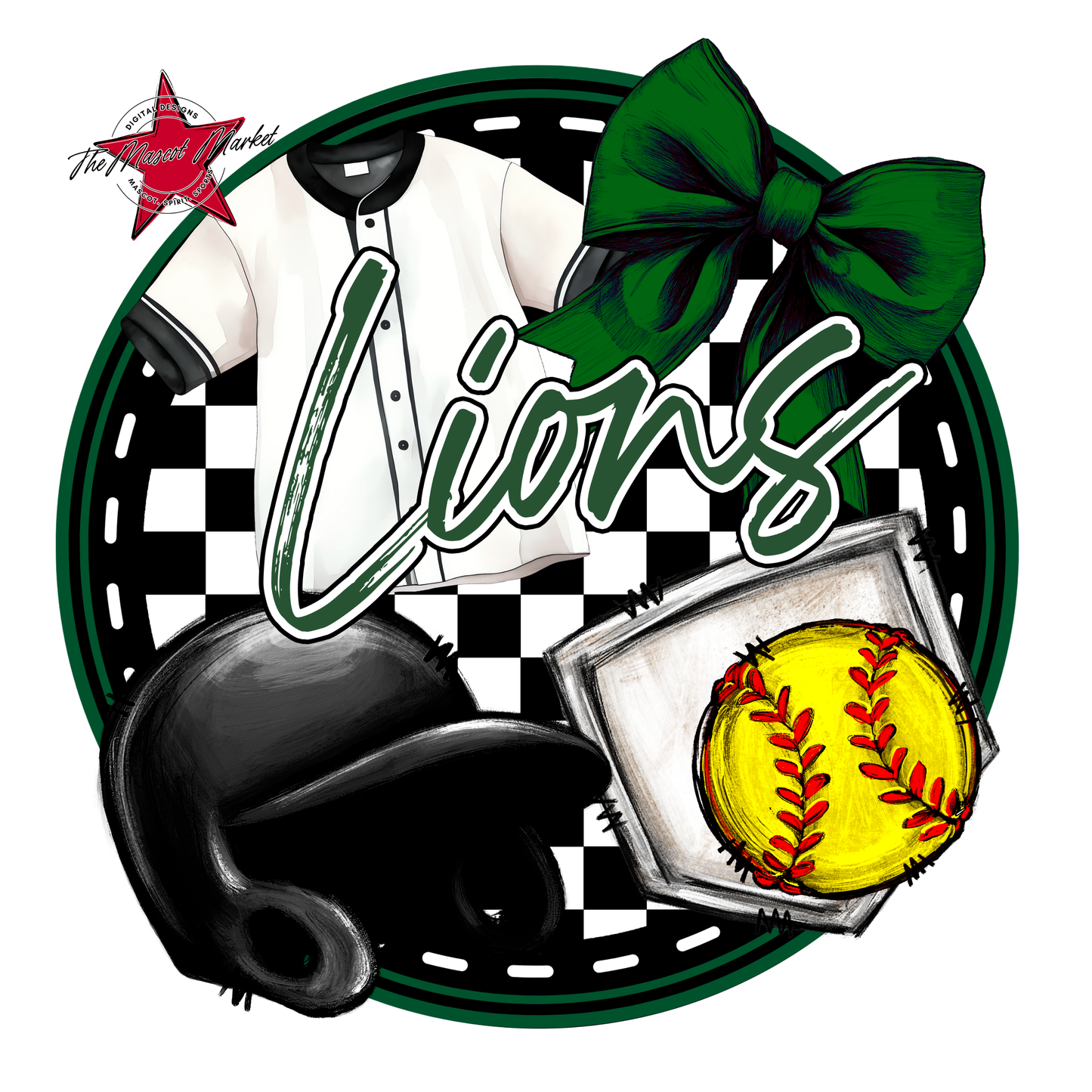 Lions Circle Softball Design-Green