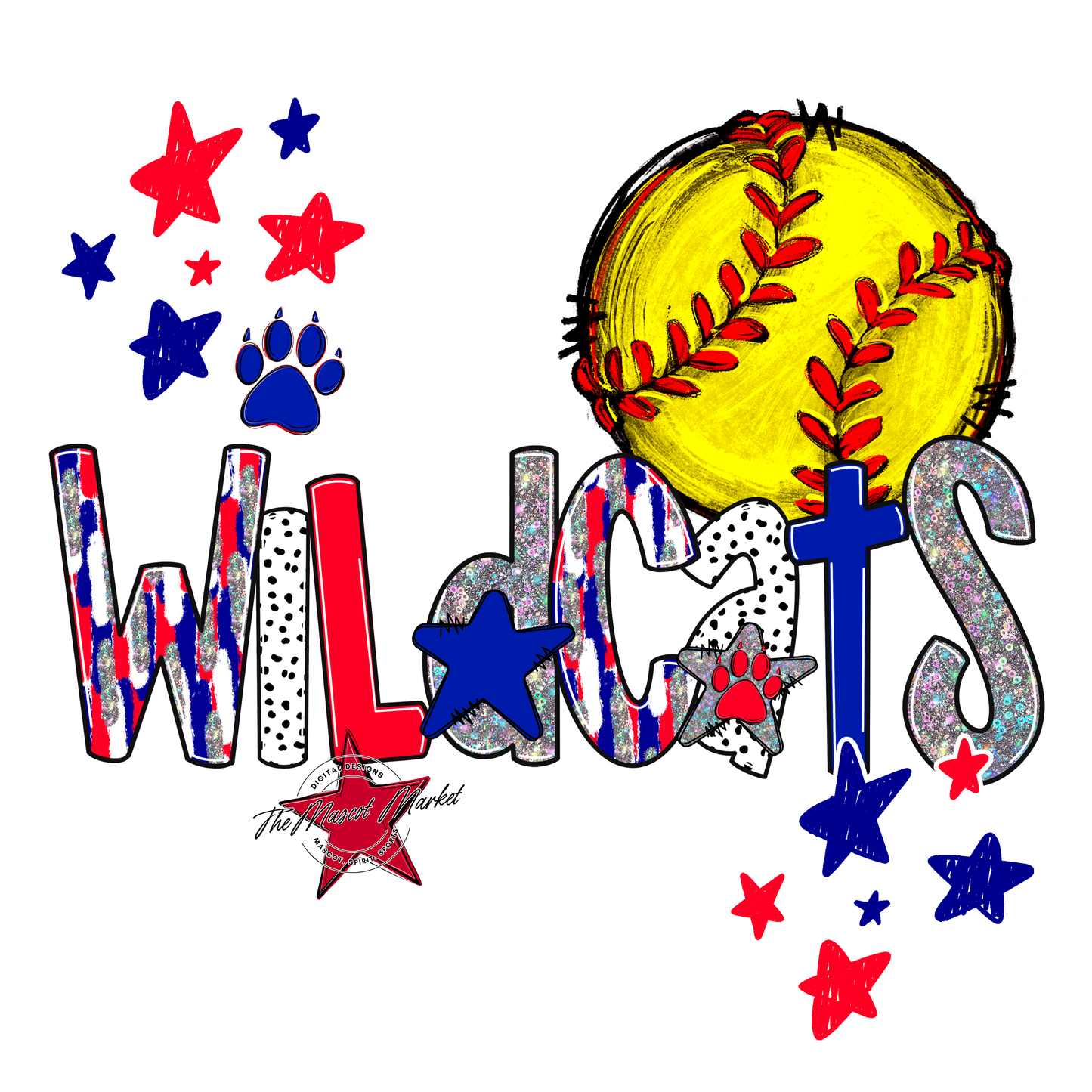 Wildcats Softball Scrape-Blue-Red